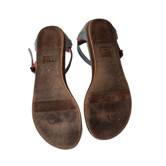 Toms Thong Sandals Southwestern Blue Orange Women Size 6 Ankle Strap FLAW - Picture 5 of 6